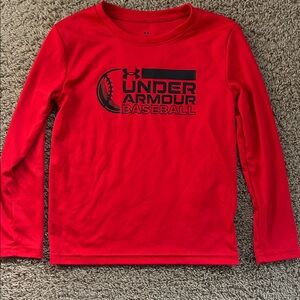 Under Armour Kids Long Sleeve Red Baseball Tee